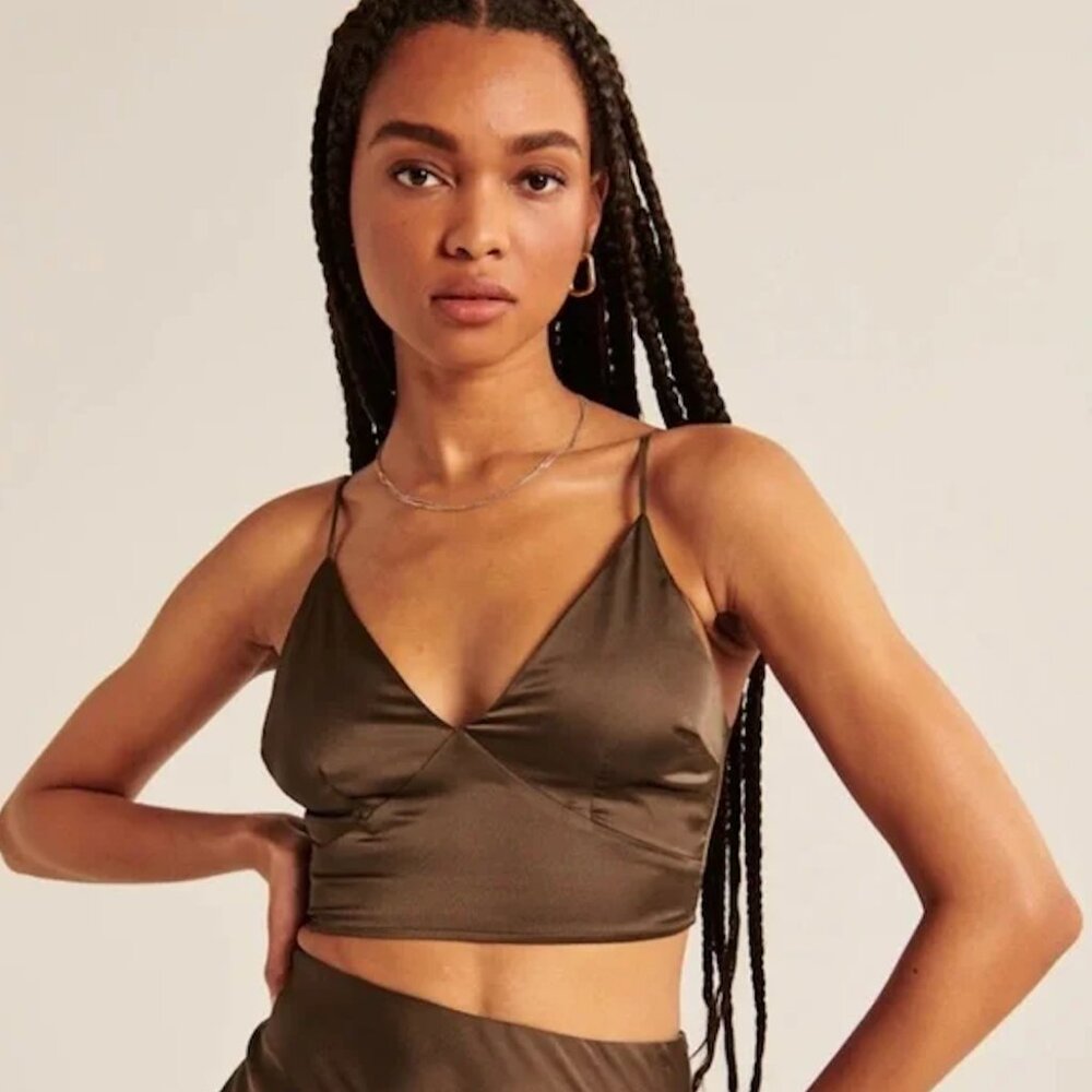 Abercrombie & Fitch Cropped Brown Satin Tank
